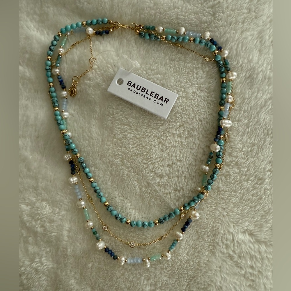 Baublebar Rowan Semi-Precious Layered Necklace turquoise and gold - Picture 5 of 6